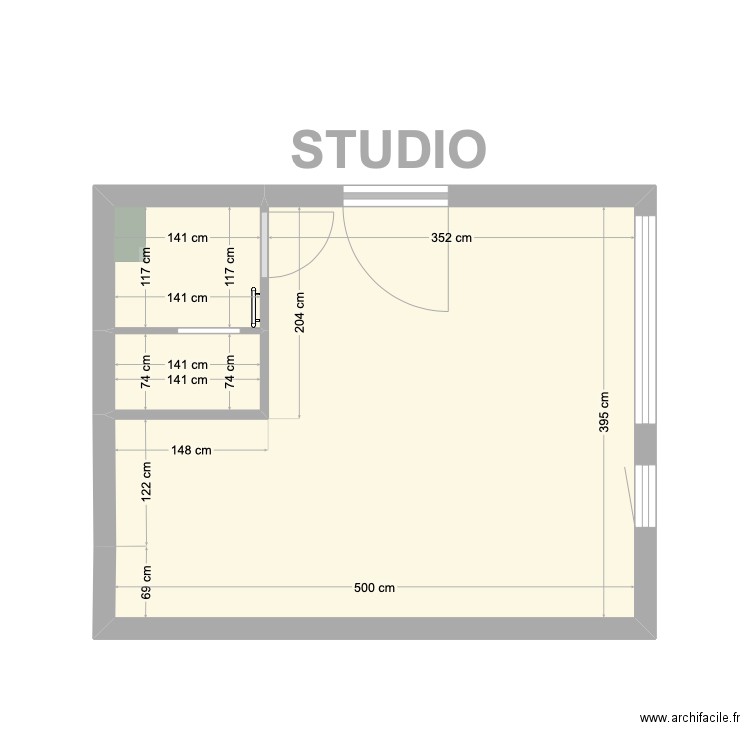 STUDIO DÉFINITIF COTATIONS. Plan de 3 pièces et 19 m2