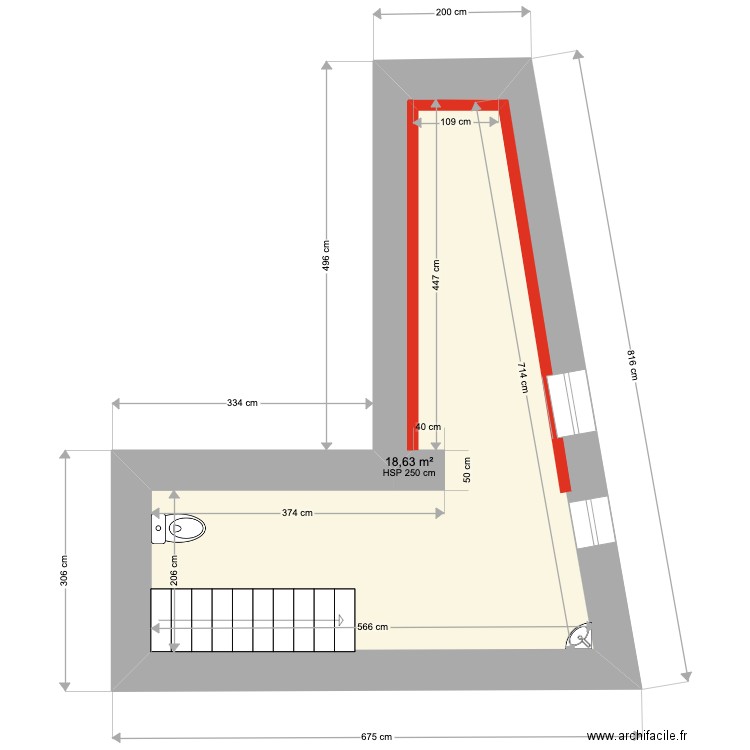 PLAN JEANSON EGRISELLE EXISTANT . Plan de 1 pièce et 19 m2