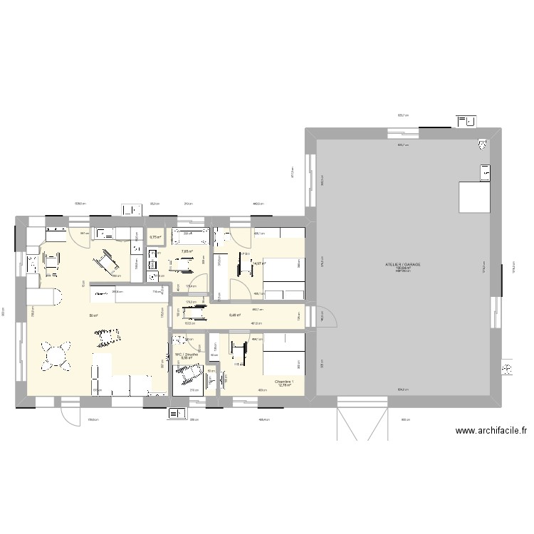 Maison 200 m2. Plan de 8 pièces et 200 m2