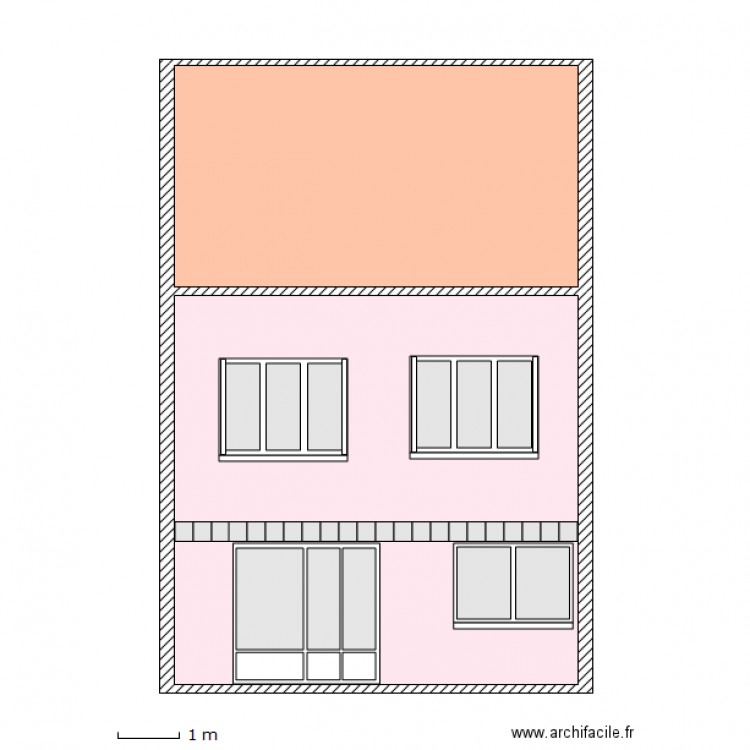 Facade arriere projet fenetre 2V egaux. Plan de 0 pièce et 0 m2