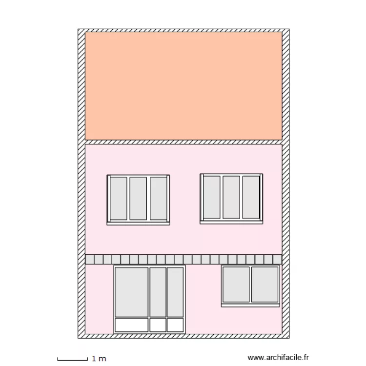 Facade arriere projet fenetre 2V egaux. Plan de Facade arriere projet fenetre 2V egaux. Plan de