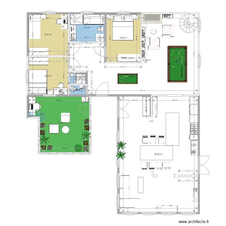 plan hésingue actuel rdc cuisine salon dans extention decors. Plan de 0 pièce et 0 m2