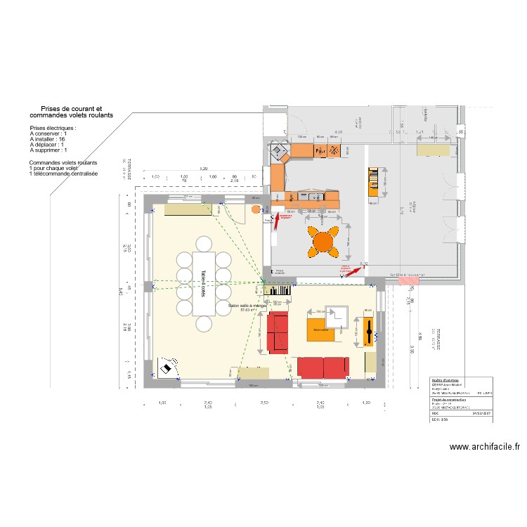 Prises et commandes volets roulants extension. Plan de 0 pièce et 0 m2