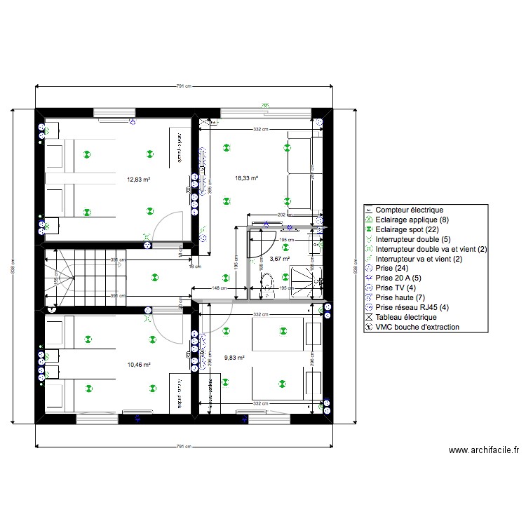 Sous-Sol V2 - EDOUARD. Plan de 5 pièces et 55 m2