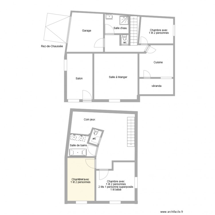 Plan gîte 1280. Plan de 0 pièce et 0 m2