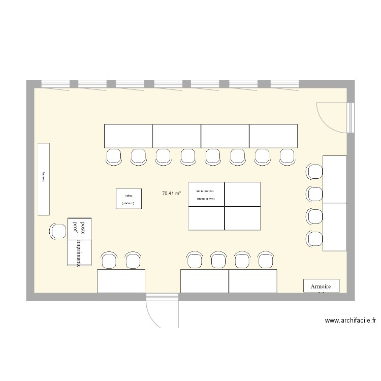 salle A201 modifié. Plan de 1 pièce et 70 m2