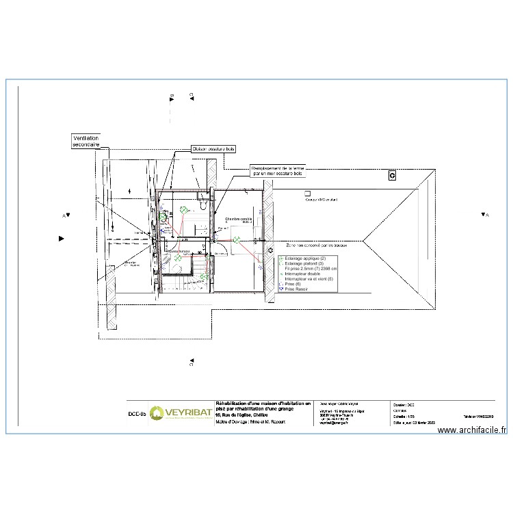 Plan Raccurt combles. Plan de 0 pièce et 0 m2