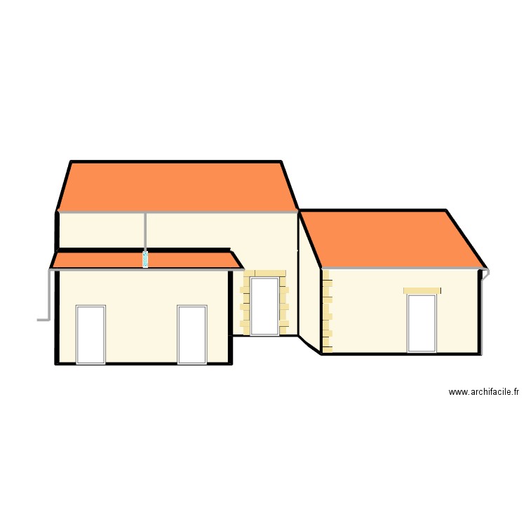 Façade maison médical arrière. Plan de 8 pièces et 48 m2