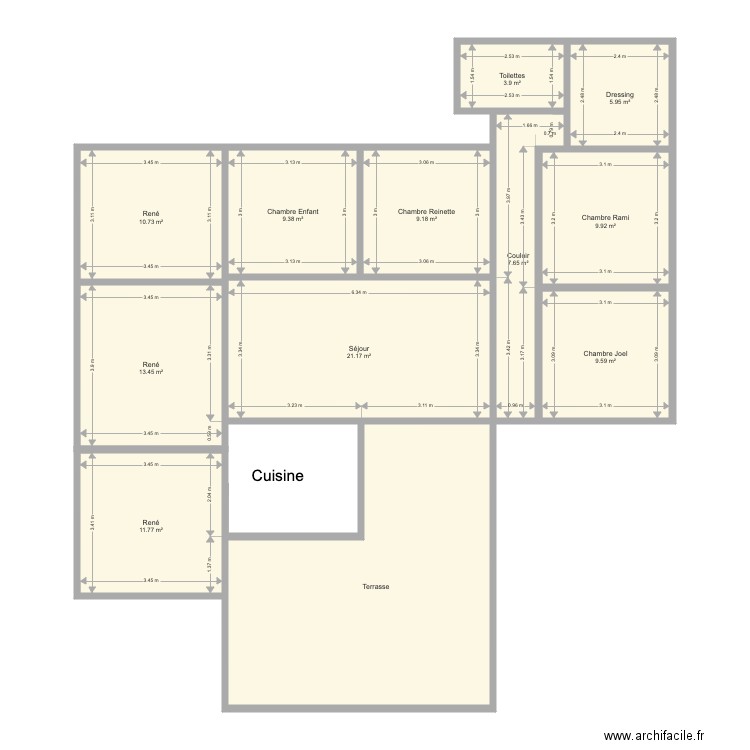 Maison Gellis Bezaudin. Plan de 12 pièces et 147 m2