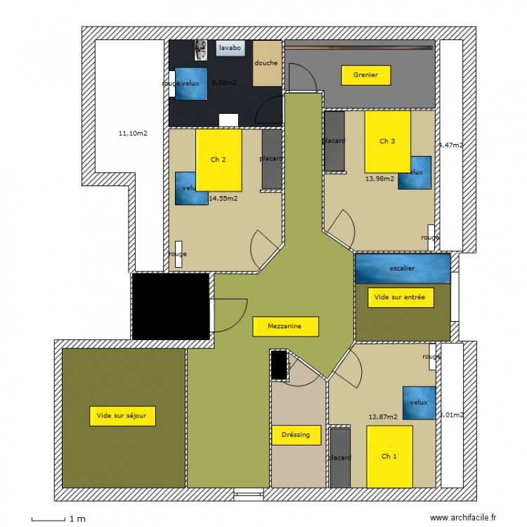 etage implantation. Plan de 0 pièce et 0 m2