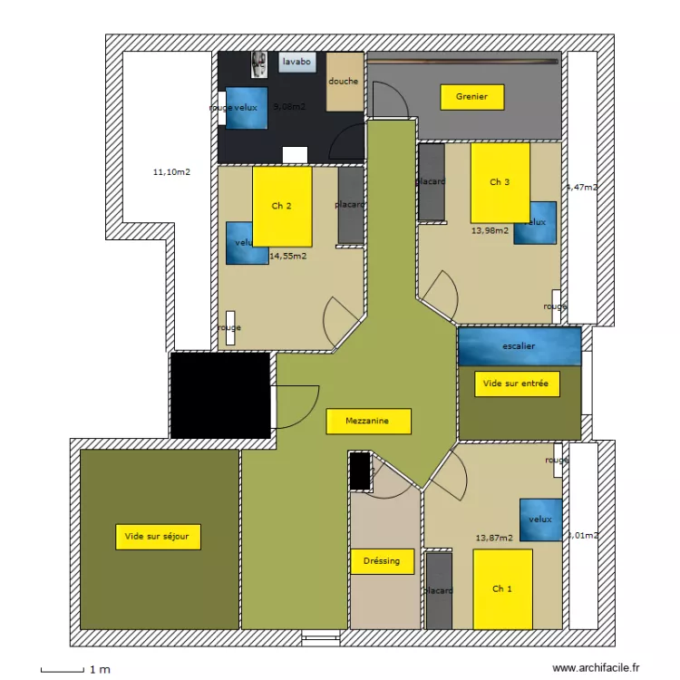 etage implantation. Plan de 