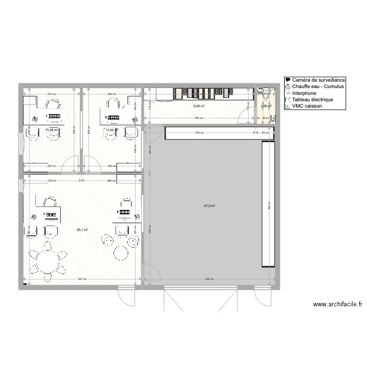 PROJET BUREAU PC2P CASTAGNIERS - CH LOUIS SPINELLI. Plan de 6 pièces et 111 m2