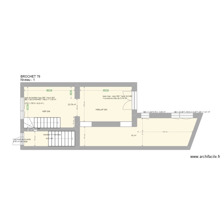 BROCHET. Plan de 25 pièces et 216 m2