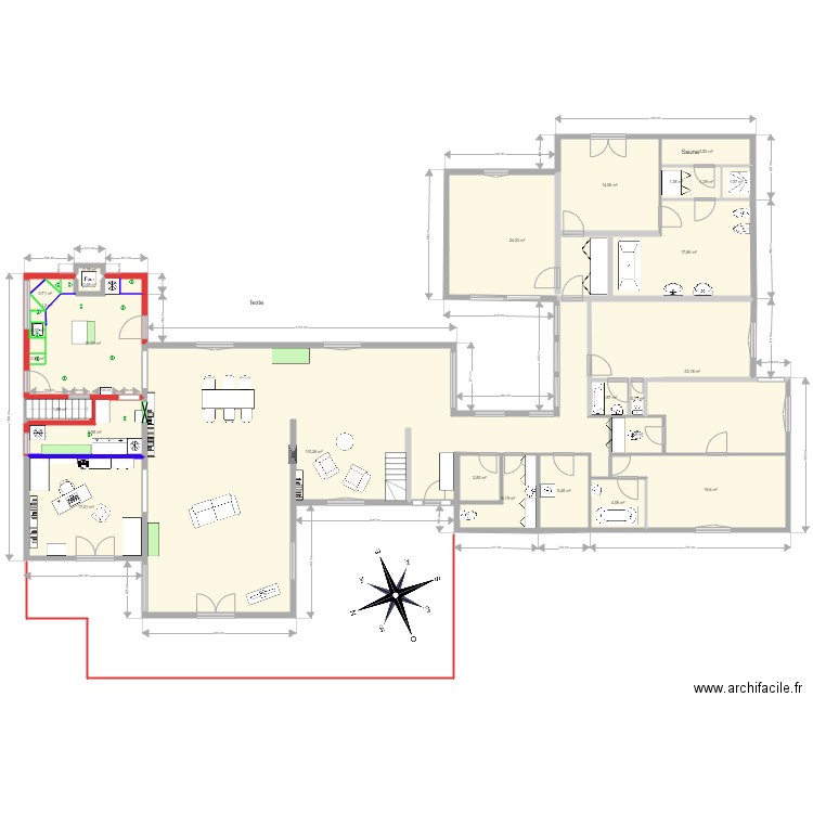 Le JARD EXTERIEUR. Plan de 27 pièces et 292 m2