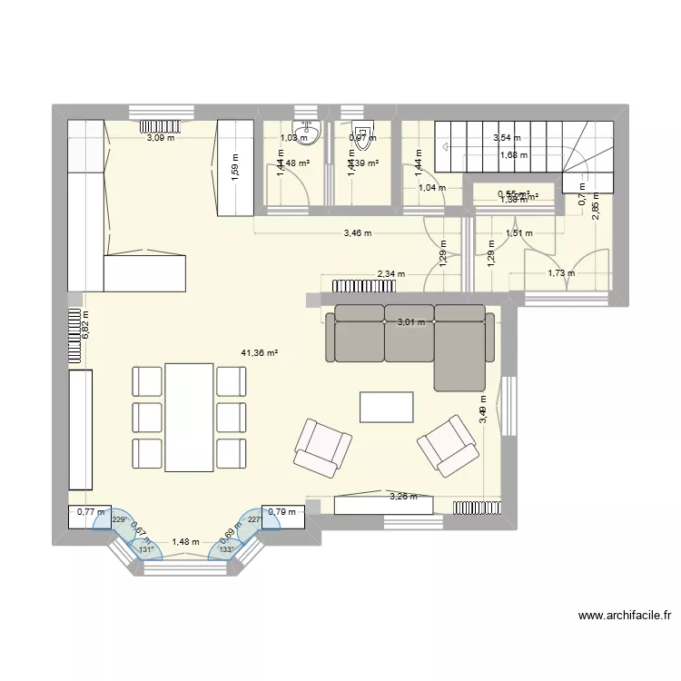 Etage principal. Plan de 5 et 52 m² Etage principal. Plan de 5 et 52 m²
