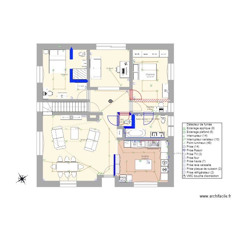 Plan modificatif cloisons ouvertures . Plan de 0 pièce et 0 m2