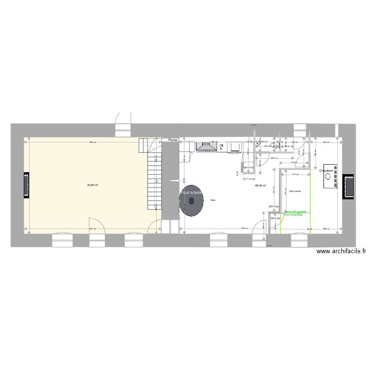 Sibinel Rez de chaussee plan chauffage. Plan de 2 pièces et 95 m2