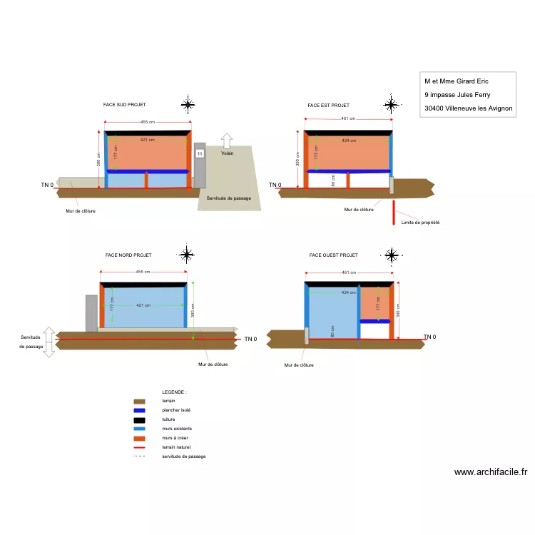 Plan de façade et toiture Garage 80 cm DP. Plan de Plan de façade et toiture Garage 80 cm DP. Plan de