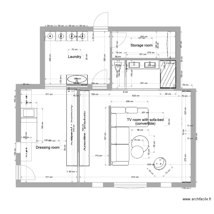 basement 2. Plan de 5 pièces et 68 m2