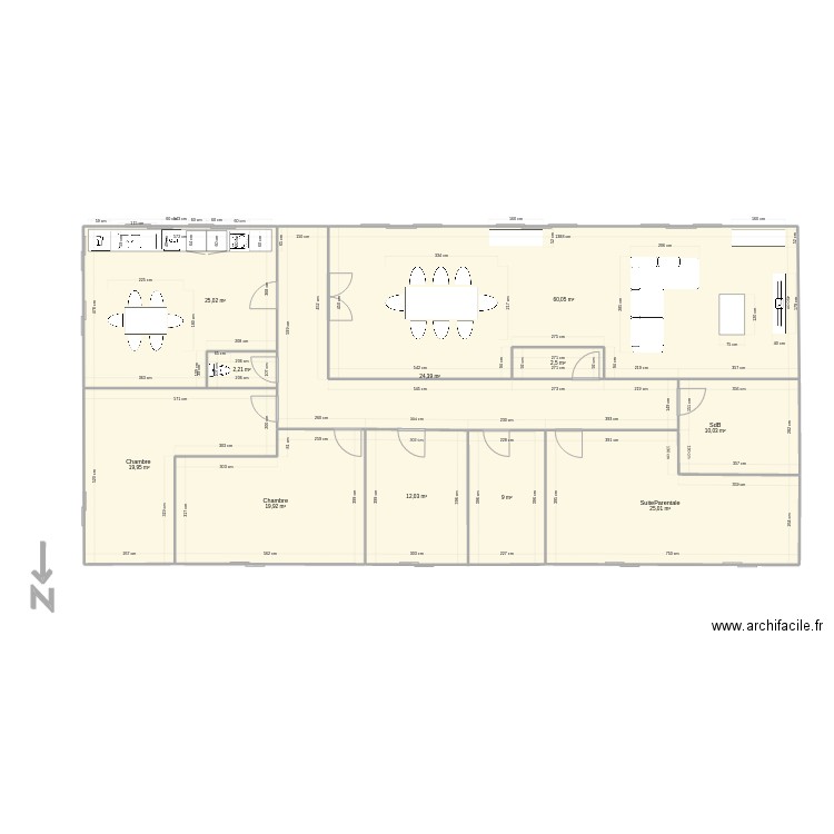 Marylou5. Plan de 11 pièces et 210 m2