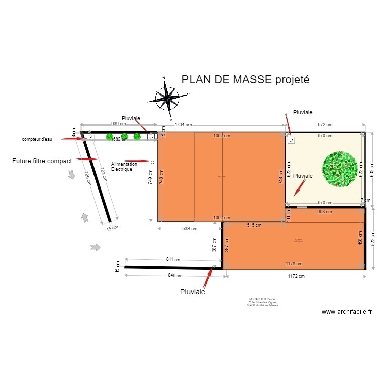 PLAN DE MASSE 1. Plan de 3 pièces et 174 m2