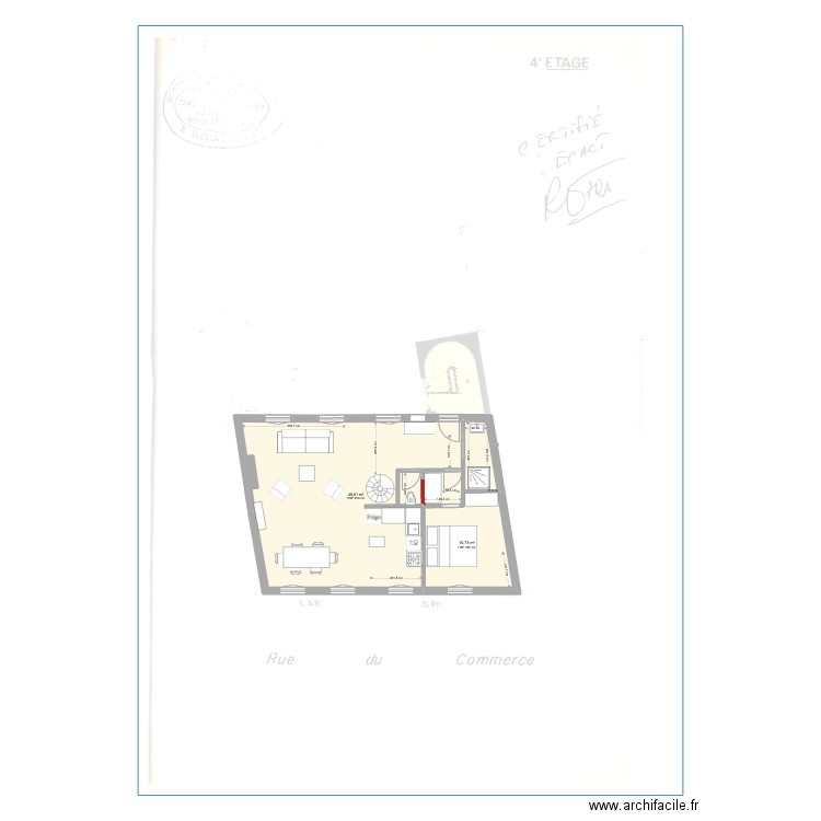 commerce v2. Plan de 10 pièces et 116 m2