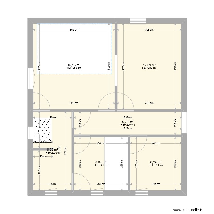 extension7m. Plan de 6 pièces et 54 m2