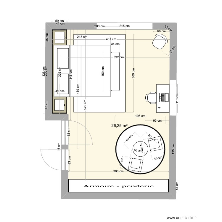 Bedroom. Plan de 1 pièce et 26 m2