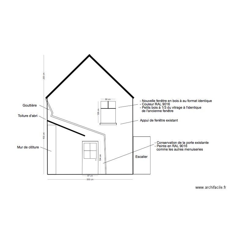 DPT Façade Est - État projeté. Plan de 0 pièce et 0 m2