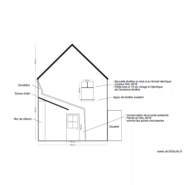 DPT Fa&ccedil;ade Est - &Eacute;tat projet&eacute;. Plan de 