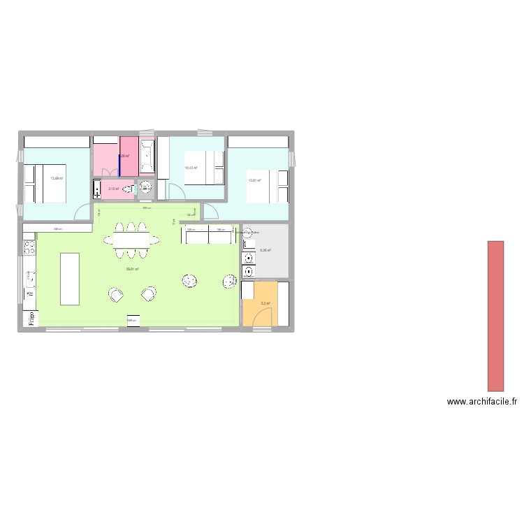 Plan maison 1050 pi2 1er etage. Plan de 9 pièces et 119 m2