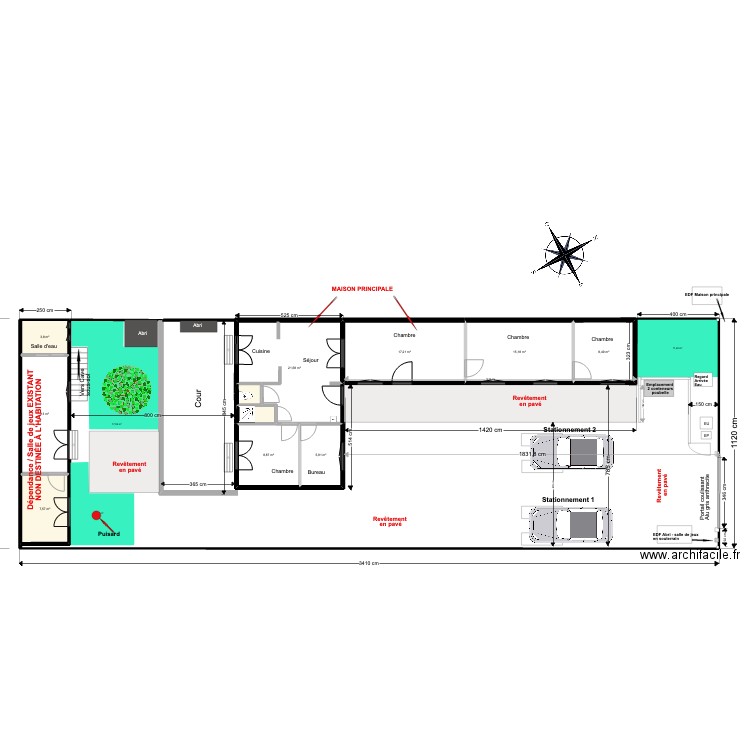 MASSE PROJET JULES FERRY 08 2022 . Plan de 11 pièces et 104 m2