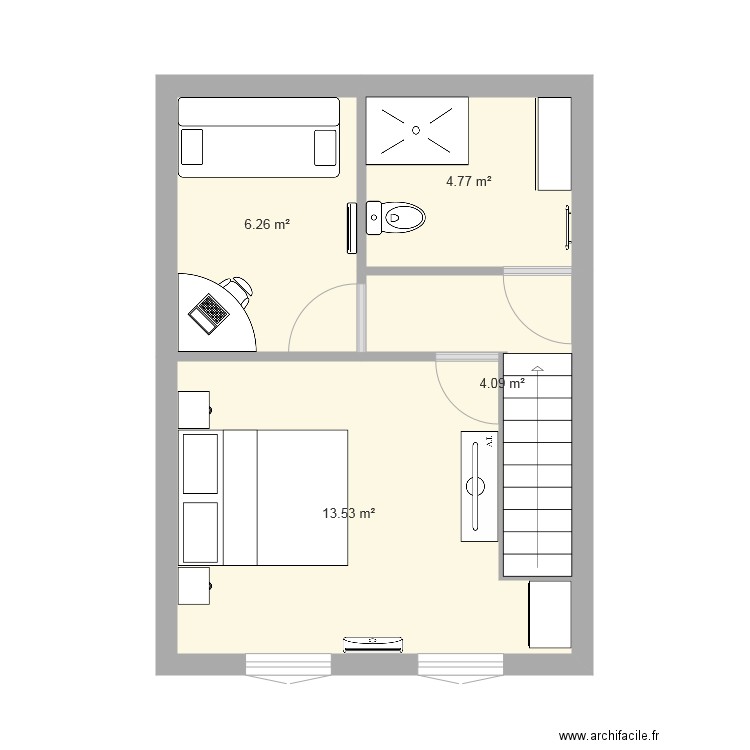 2ème étage chambres et SDB. Plan de 0 pièce et 0 m2