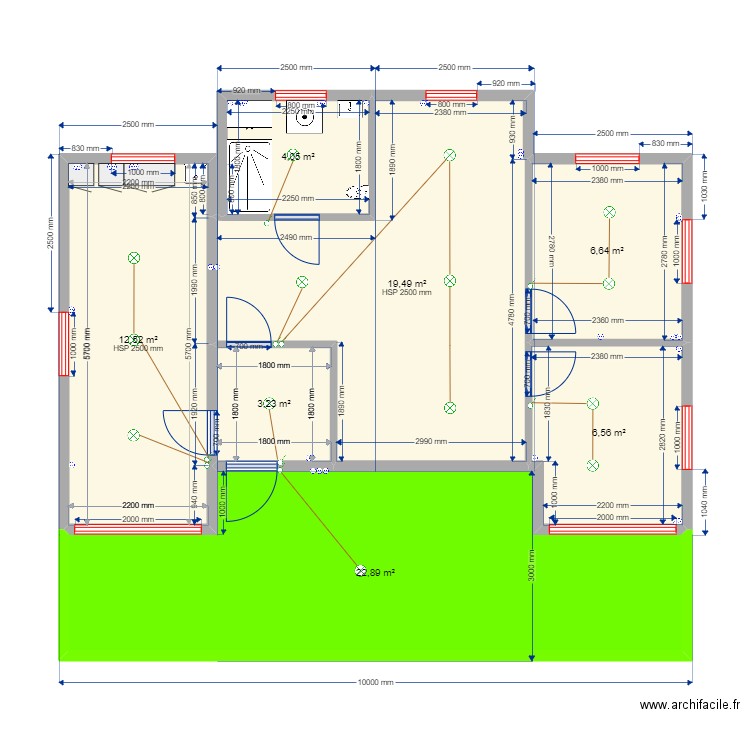 60 5. Plan de 7 pièces et 75 m2