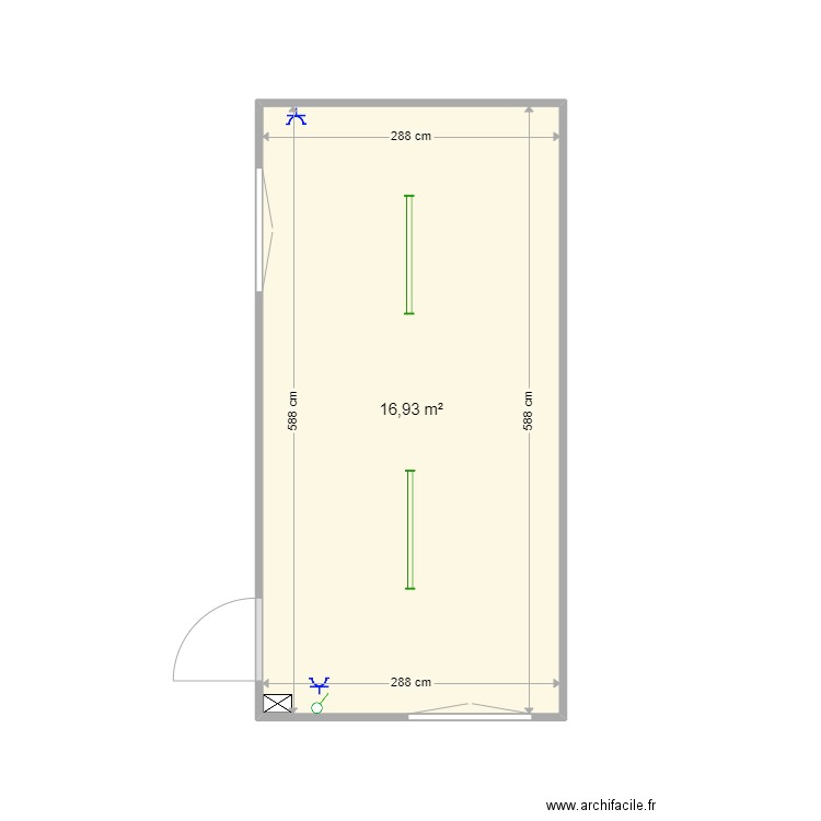 263013. Plan de 1 pièce et 17 m2