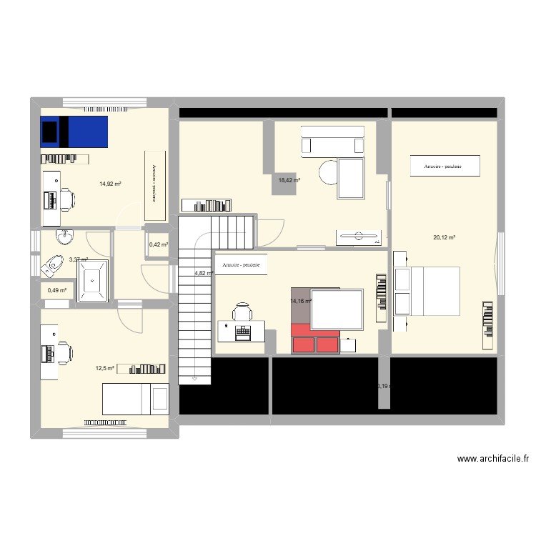 Chambre Timothé. Plan de 12 pièces et 106 m2