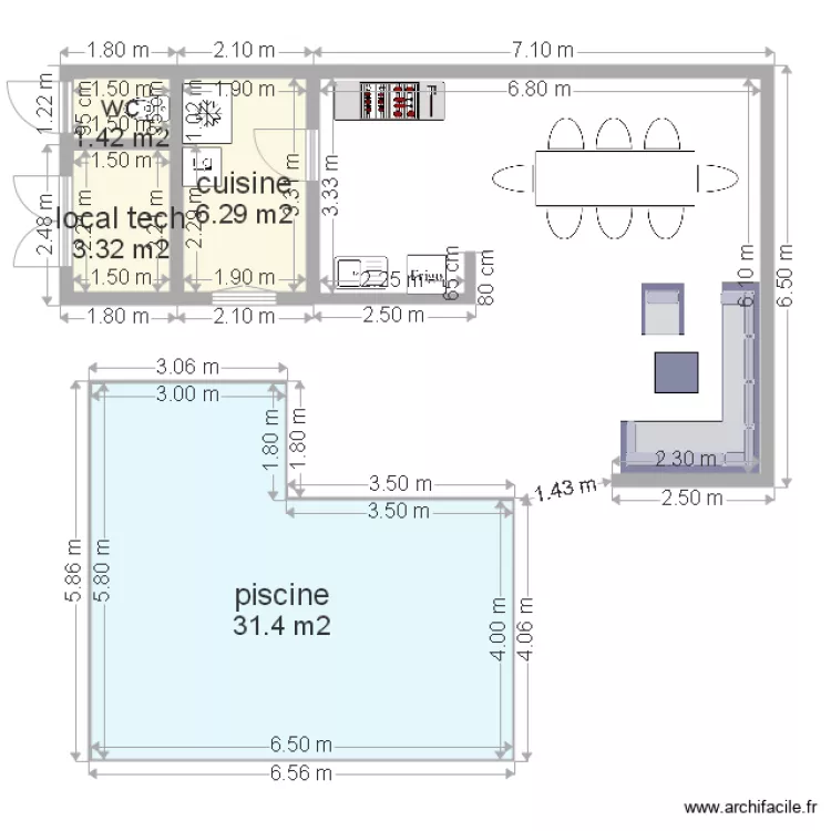pool house L. Plan de 
