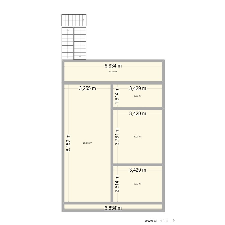 Manjarisoa. Plan de 6 pièces et 66 m2