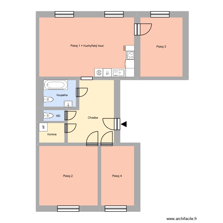 n&aacute;m. Boženy Němcov&eacute; 665, byt 4. Plan de 0 pièce et 0 m2