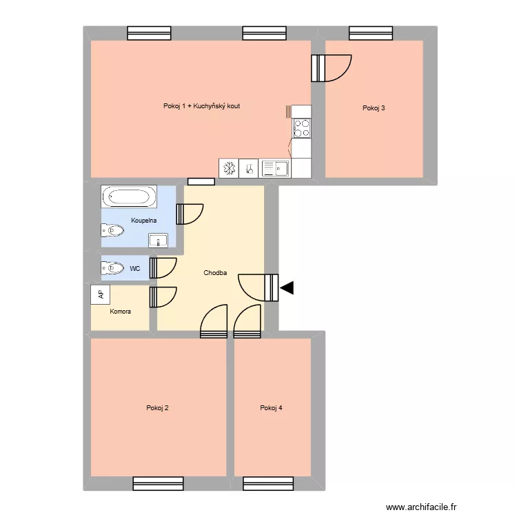 n&aacute;m. Boženy Němcov&eacute; 665, byt 4. Plan de 14  et 210 m²