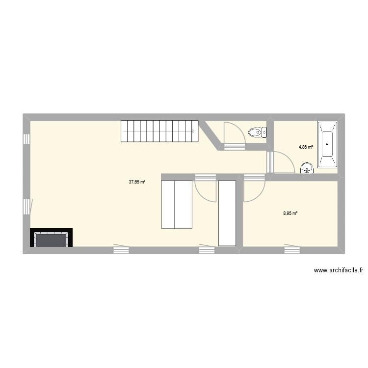 Carca. Plan de 3 pièces et 51 m2