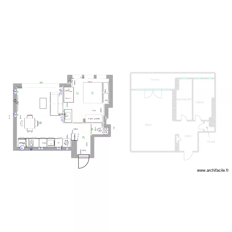 Appt JF Antibes am&eacute;nag&eacute; Valid&eacute; - Elec. Plan de 1  et 32 m²