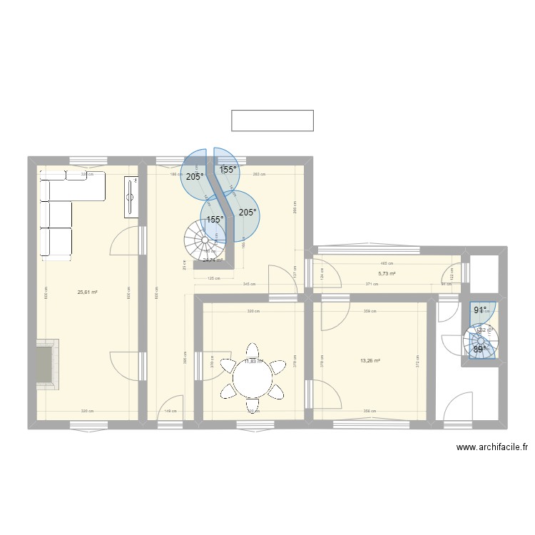 Etage maison de maître CDO. Plan de 6 pièces et 83 m2