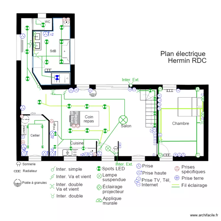 Plan Maison Hermin Nouveau electricite. Plan de Plan Maison Hermin Nouveau electricite. Plan de
