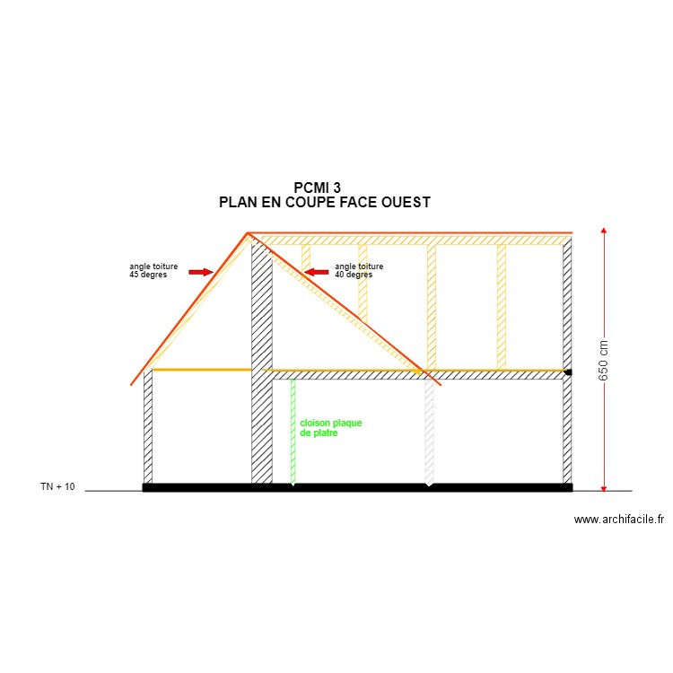 PCMI 3 COUPE FACE OUEST. Plan de 0 pièce et 0 m2