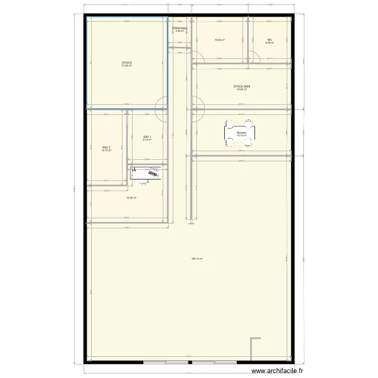 BUREAU 3 PERS. Plan de 