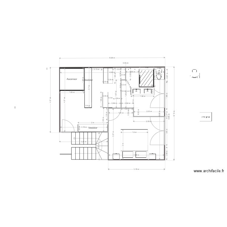 Planta 1 Hab Gran. Plan de 1 pièce et 35 m2