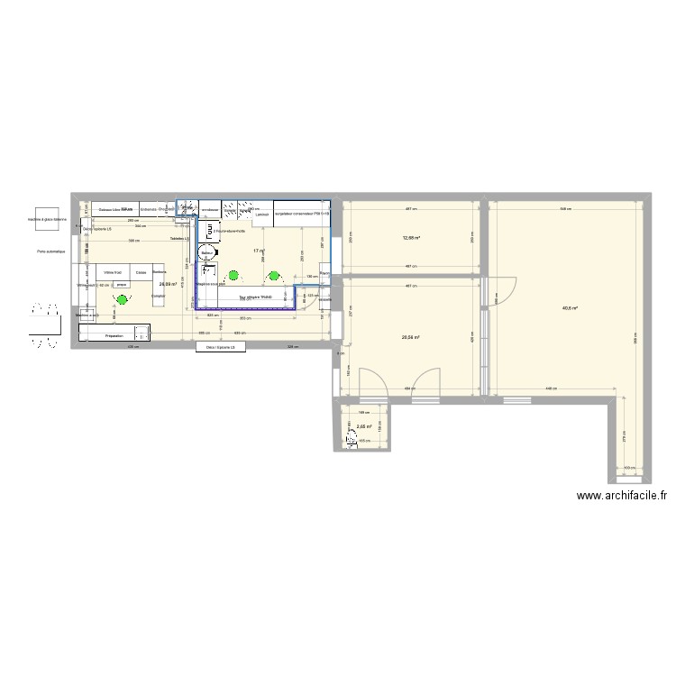 Patisserie New_panimatic_extension. Plan de 6 pièces et 120 m2