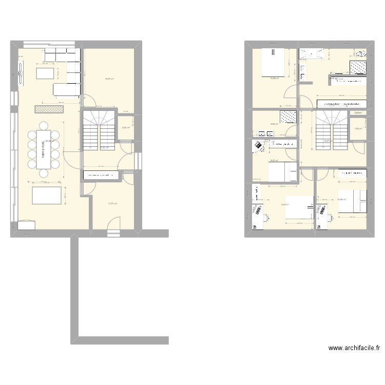 nouveau projet. Plan de 14 pièces et 194 m2