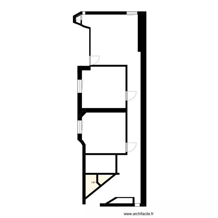 coin nuit (sans cloison). Plan de 